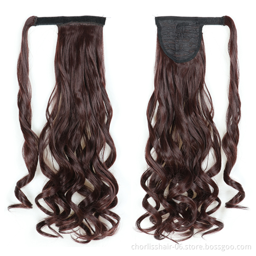 Best Selling Silky Natural Color Long Water Wave Organic Ponytail Attachment Synthetic Afro Kinky Curly Ponytail Hair Extensions